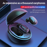 A10 TWS Space Capsule Shape Wireless Bluetooth Earphone with Magnetic Charging Box & Lanyard, Support HD Call & Automatic Pairing Bluetooth(White + Black)