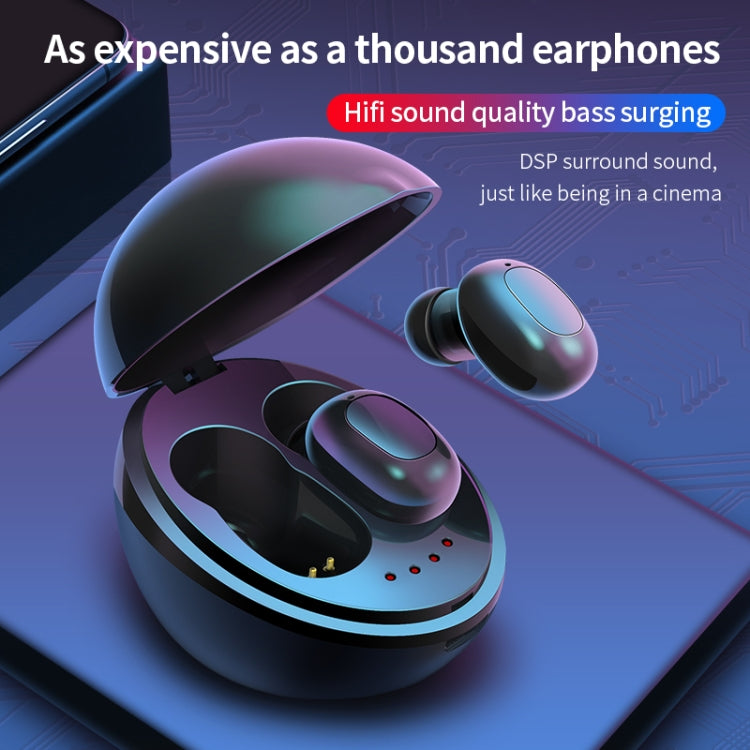 A10 TWS Space Capsule Shape Wireless Bluetooth Earphone with Magnetic Charging Box & Lanyard, Support HD Call & Automatic Pairing Bluetooth(White + Black)