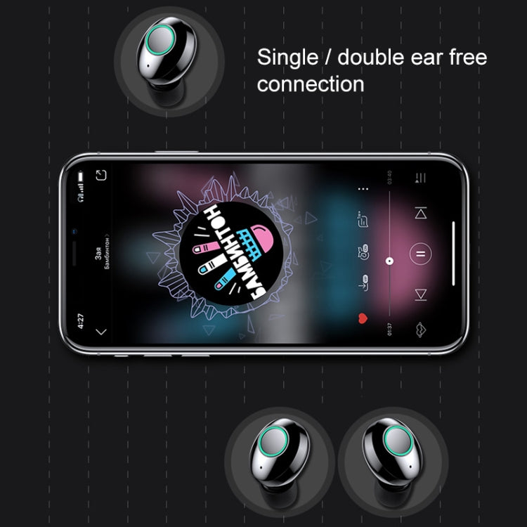 M7 TWS V5.0 Binaural Wireless Stereo Bluetooth Headset with Charging Case and Digital Display(Black)