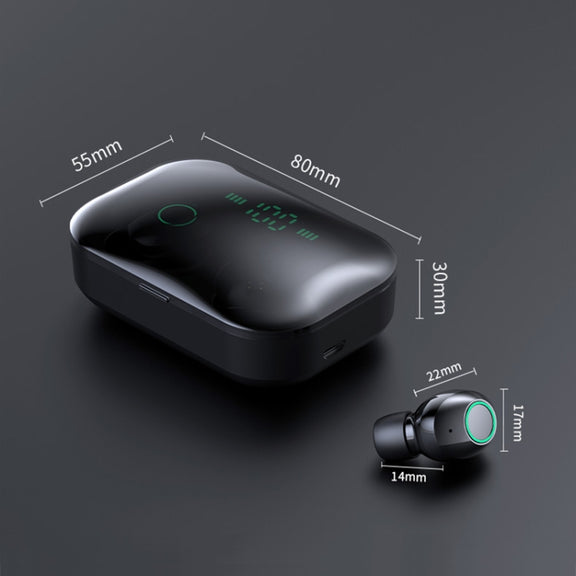 M7 TWS V5.0 Binaural Wireless Stereo Bluetooth Headset with Charging Case and Digital Display(White)