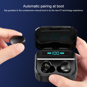 X7 TWS V5.0 Binaural Wireless Stereo Bluetooth Headset with Charging Case and Digital Display(Black)