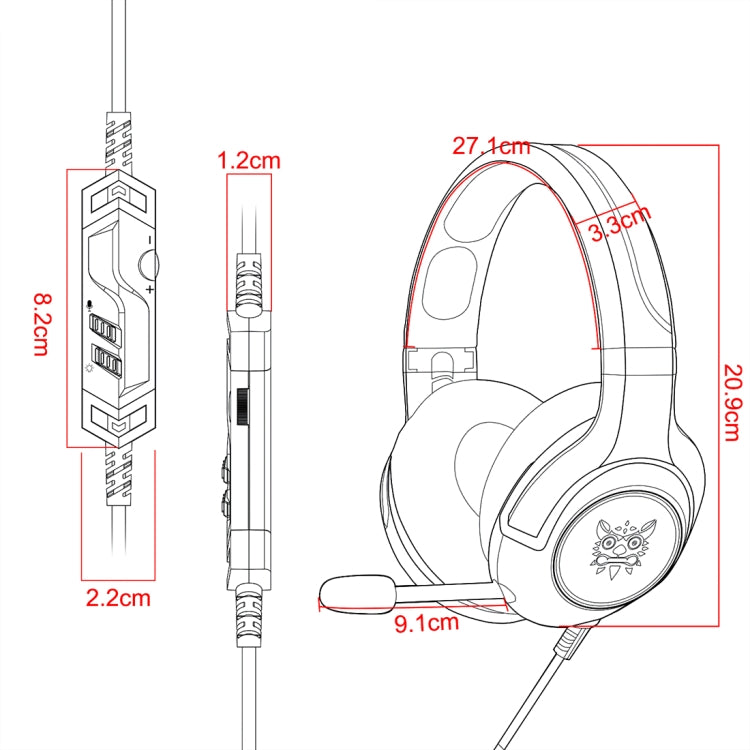 ONIKUMA K9 Single Plug RGB Adjustable Gaming Headphone with Microphone(Black)
