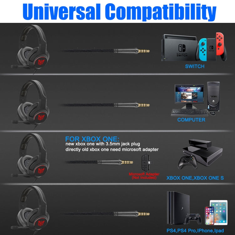 ONIKUMA K9 Single Plug RGB Adjustable Gaming Headphone with Microphone(Black)
