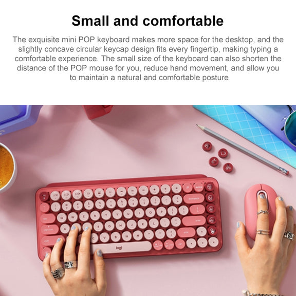 Logitech POP KEYS Round Button Bluetooth Mechanical Keyboard (Pink)