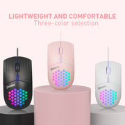 MKESPN SXS-838 Type-C Interface RGB Hollow Wired Mouse(Black)
