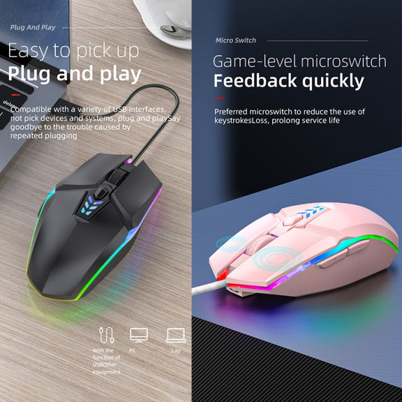 S700 Colorful Light USB Wired Office Gaming Mouse (Blue)