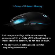 Logitech G102 6-keys RGB Glowing 6000DPI Five-speed Adjustable Wired Optical Gaming Mouse, Length: 2m (White)