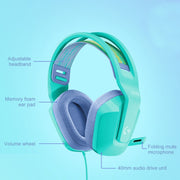 Logitech G335 Foldable Wired Gaming Headset with Microphone (White)