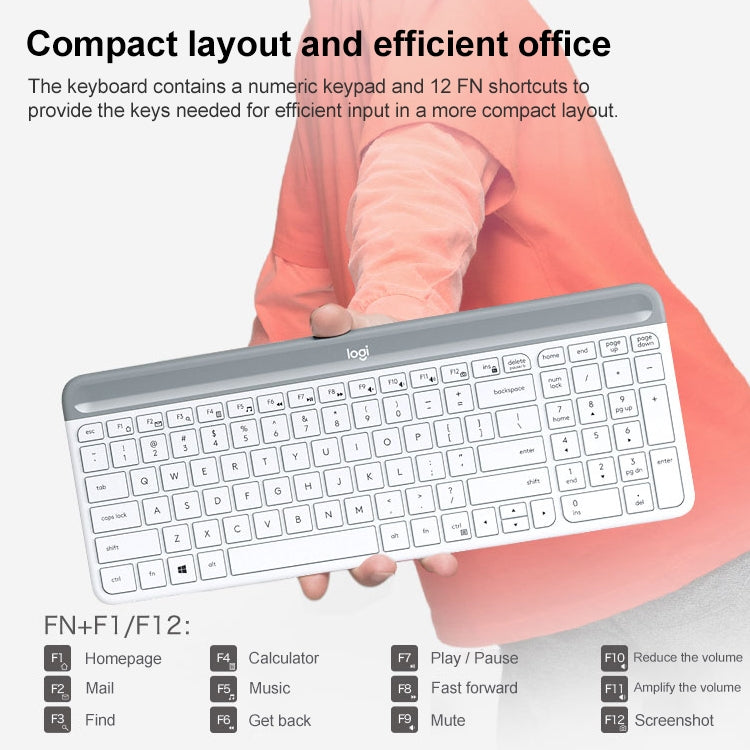 Logitech MK470 Wireless Silence Keyboard Mouse Set (White)