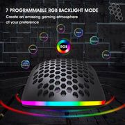HXSJ T66 7 Keys Colorful Lighting Programmable Gaming Wireless Mouse (White)