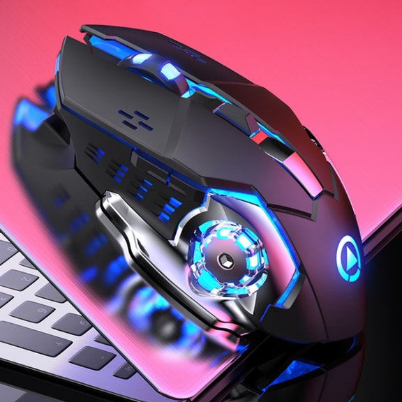 YINDIAO A4 2.4GHz 1600DPI 3-modes Adjustable Rechargeable Wireless Silent Gaming Mouse (Black Silver)