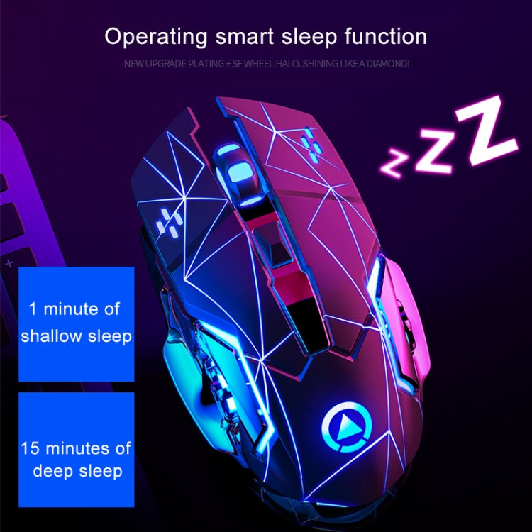 YINDIAO A4 2.4GHz 1600DPI 3-modes Adjustable Rechargeable Wireless Silent Gaming Mouse (Black Silver)