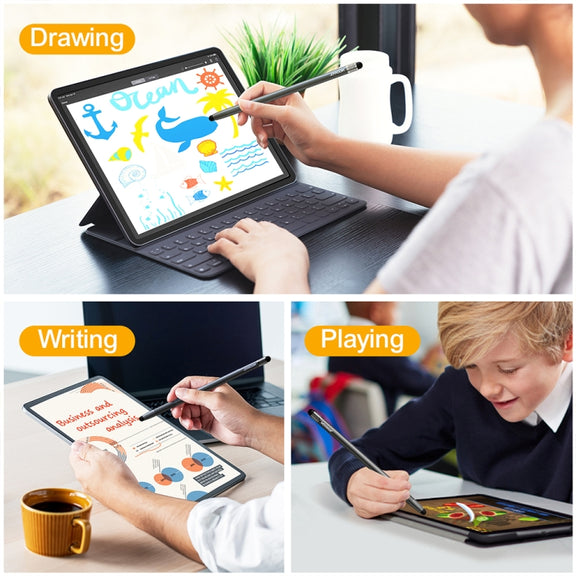 JOYROOM JR-DR01 Universal Dual-head Replaceable Silicone Tips Passive Tablet Stylus Pen (Black)