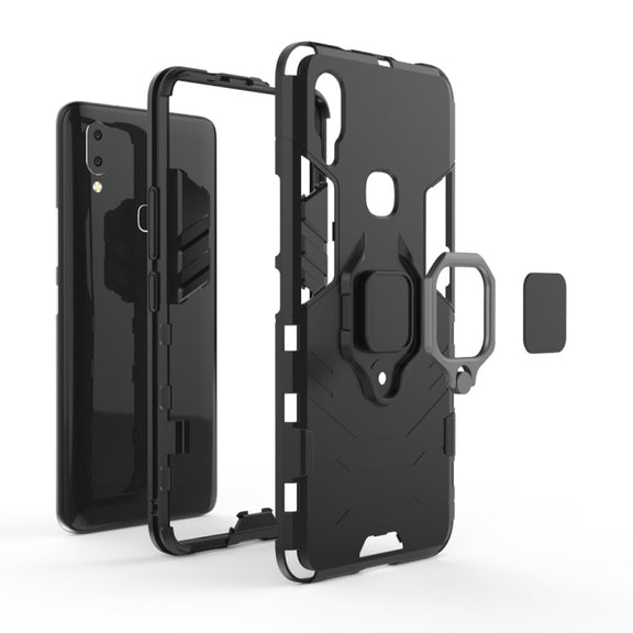 PC + TPU Shockproof Protective Case for Vivo NEX A , with Magnetic Ring Holder(Black)