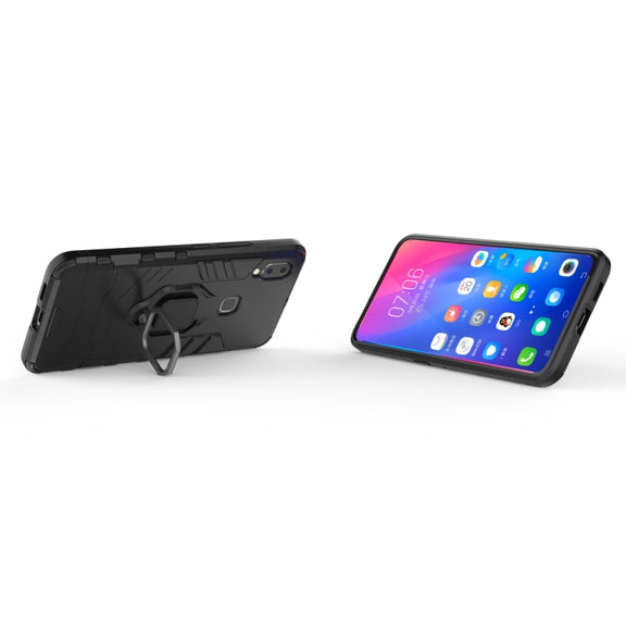 PC + TPU Shockproof Protective Case for Vivo NEX A , with Magnetic Ring Holder(Black)