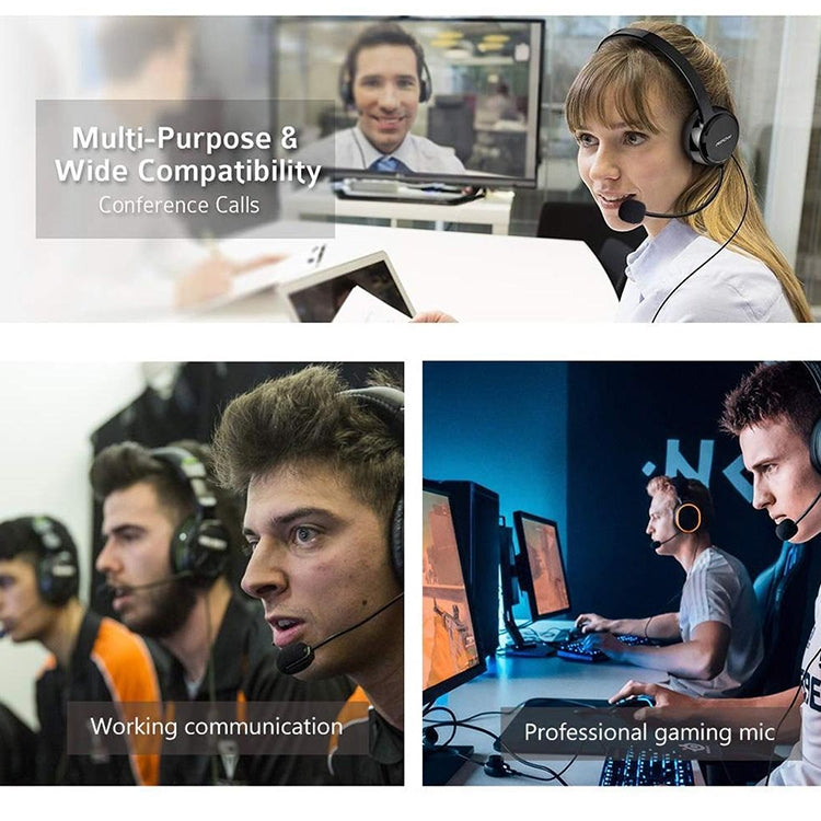 ZJ033MR-03 17cm 4 Level Pin 3.5mm Straight Plug Gaming Headset Sound Card Live Microphone