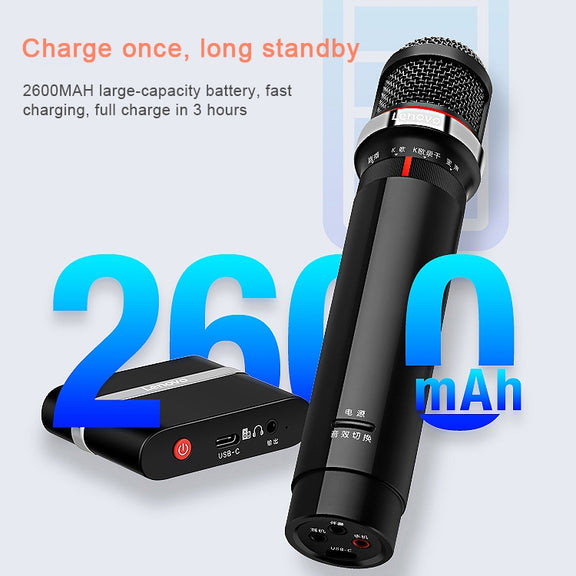 Original Lenovo UM20-U K Song Wireless Digital Microphone Live Recording Equipment with Wireless Receiver (Black)