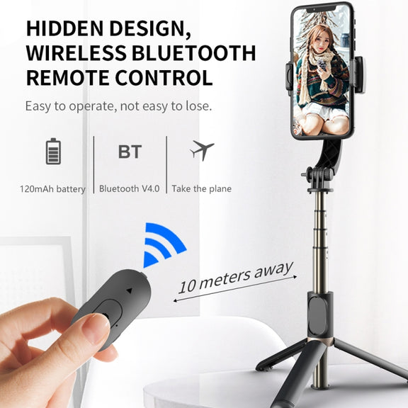 Q08 Gimbal Stabilizer Bluetooth Remote Control Tripod Selfie Stick (Black)