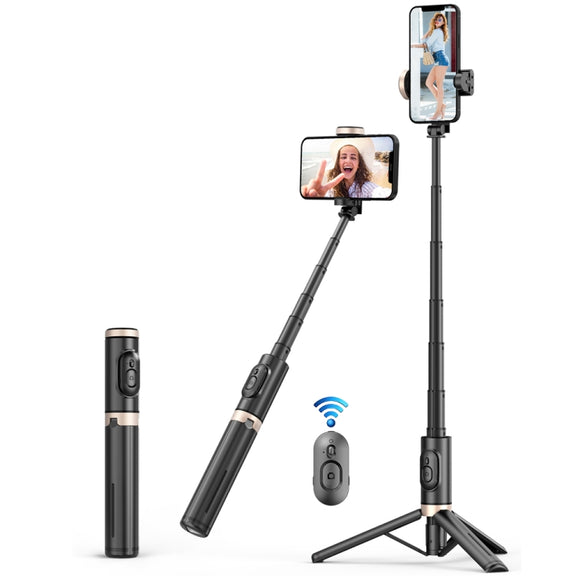 Q12 Hidden Design Reinforced Bluetooth Remote Control Tripod Selfie Stick (Black)