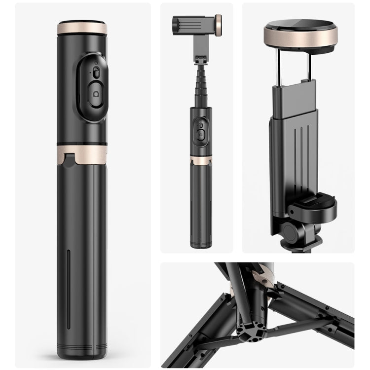 Q12 Hidden Design Reinforced Bluetooth Remote Control Tripod Selfie Stick (Black)