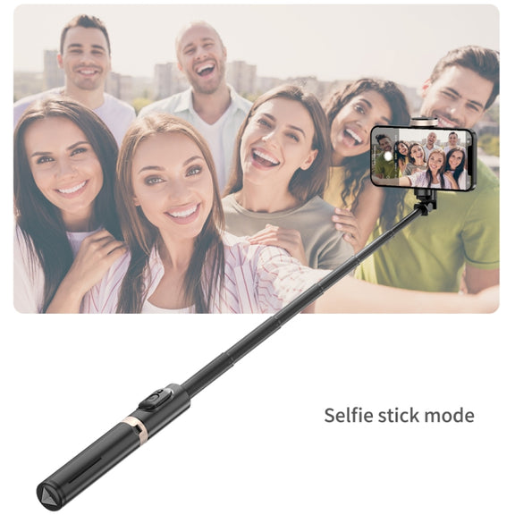 Q12 Hidden Design Reinforced Bluetooth Remote Control Tripod Selfie Stick (Black)
