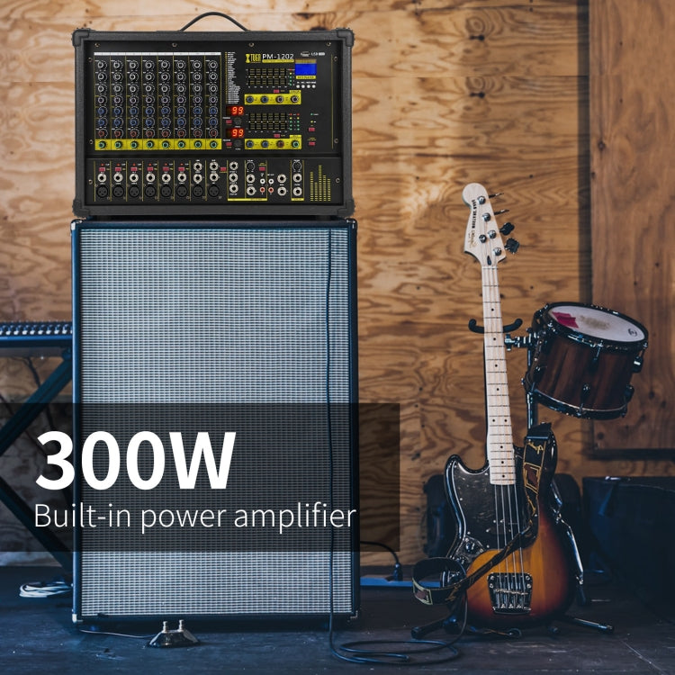 XTUGA PM1202 900W 10 Channel Stage Power Mixer 24Bit Multil-FX Processor Dual 99 DSP Effect DJ Amplifier (US Plug)