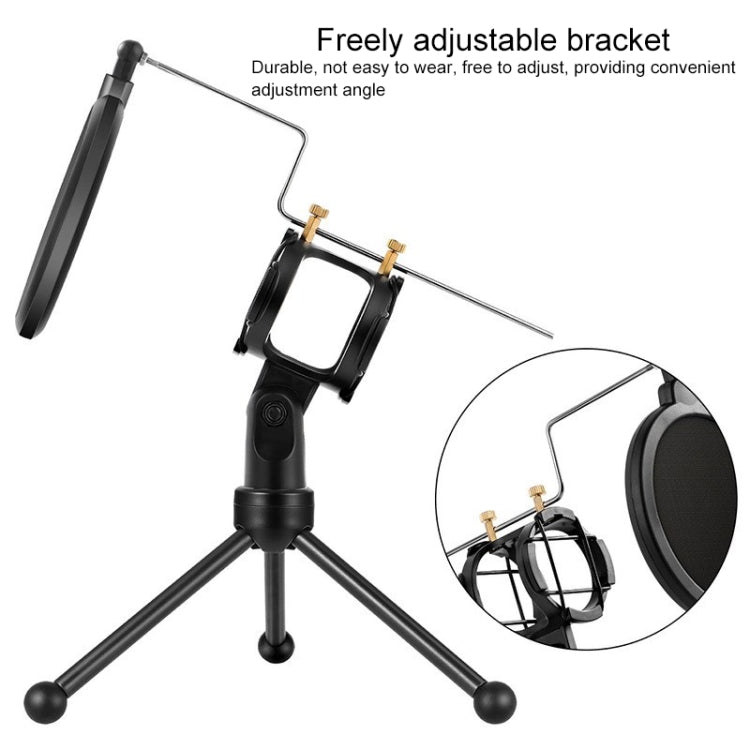 Yanmai PS-3 Mini Portable Microphone Anti-network Shockproof Desktop Stand(Black)