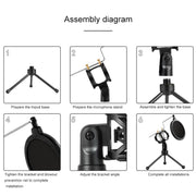 Yanmai PS-3 Mini Portable Microphone Anti-network Shockproof Desktop Stand(Black)