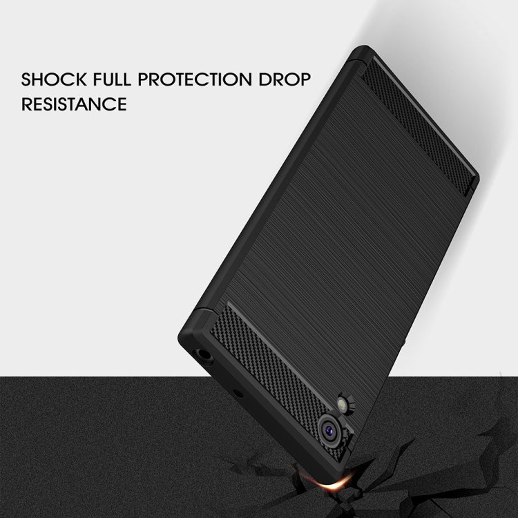 For Sony Xperia XA1 Brushed Texture Carbon Fiber Shockproof TPU Rugged Armor Protective Case(Grey)