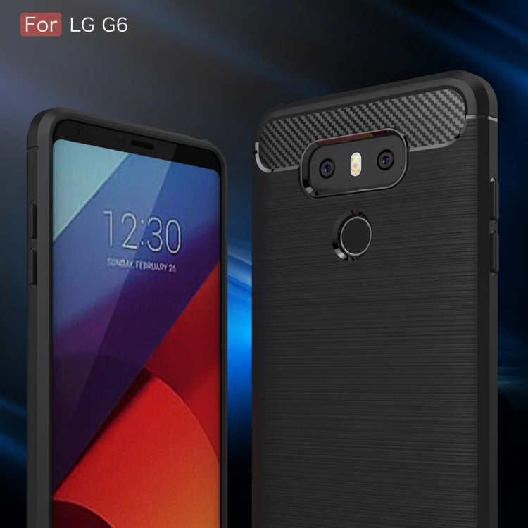 For LG G6 Brushed Carbon Fiber Texture Shockproof TPU Protective Cover Case (Red)