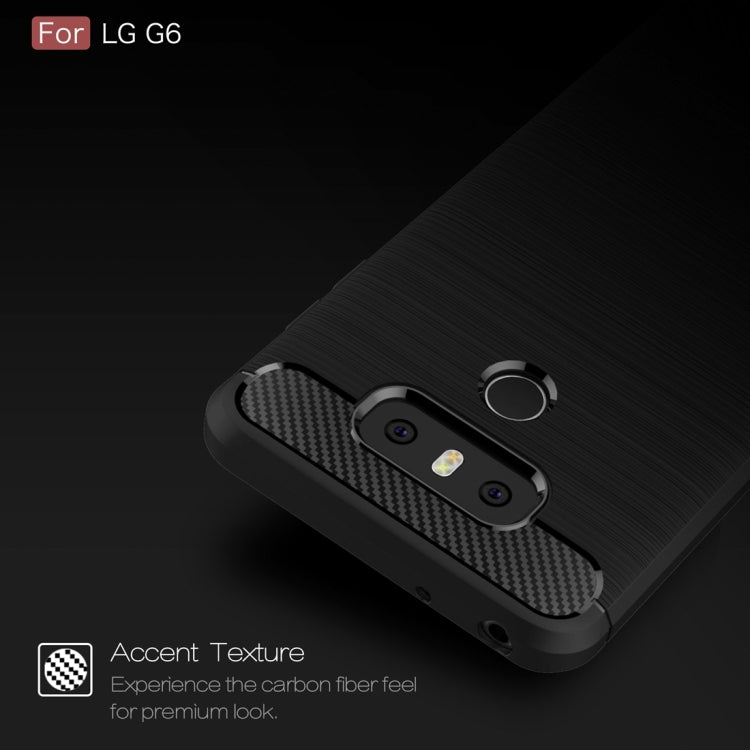For LG G6 Brushed Carbon Fiber Texture Shockproof TPU Protective Cover Case (Red)