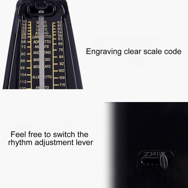 Piano Guitar Drum Violin Zither Universal Mechanical Metronome, Classic Version(Black)