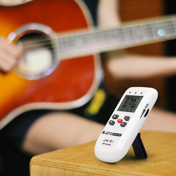 JOYO JM-91 Mini Portable Multi-functional Vocal Metronome Electronic Digital Metronome Tone Generator Tuner for Guitar Violin Ukulele(White)