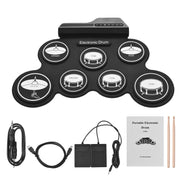 Portable Silicone Hand Roll USB Electronic Drum, Black Icon Version