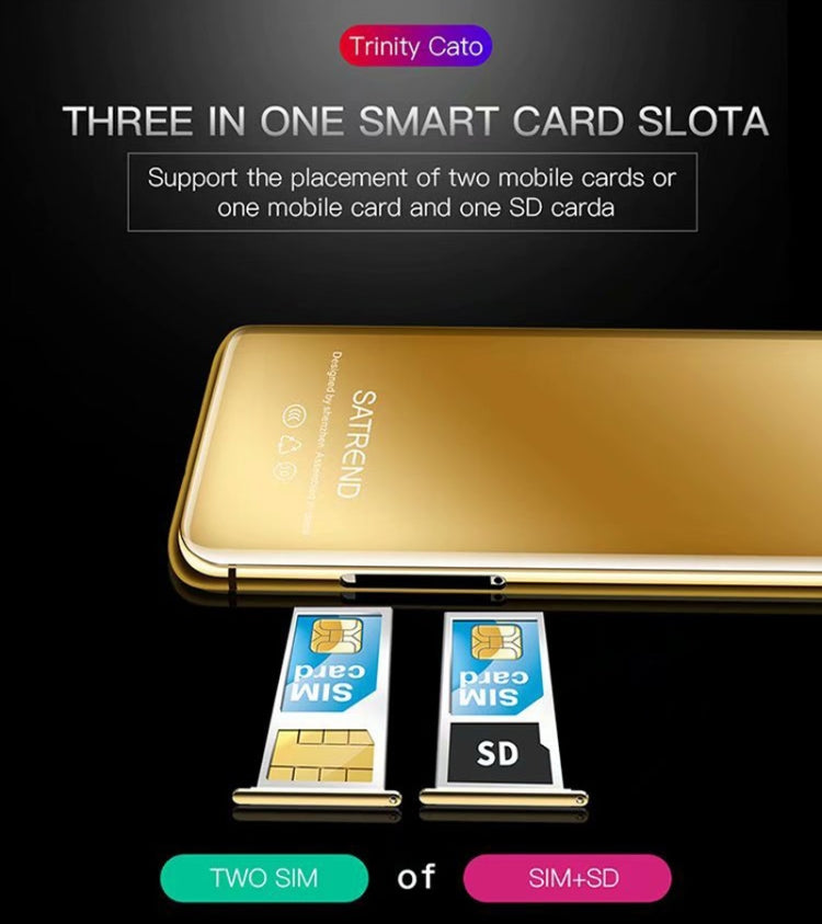 SATREND S10 Card Mobile Phone, 2.4 inch Touch Screen, MTK6261D, Support Bluetooth, FM, GSM, Dual SIM(Black)