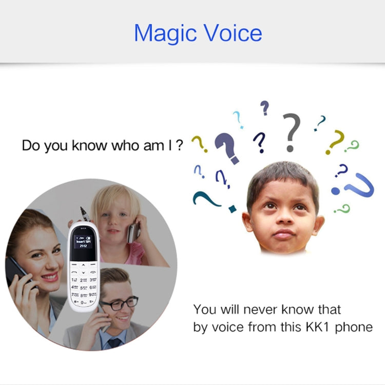 AIEK KK1 Mini Mobile Phone, English Keyboard, Hands Free Bluetooth Dialer Headphone, MTK6261DA, Anti-Lost, Single SIM, Network: 2G(Black)