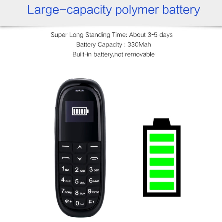AIEK KK1 Mini Mobile Phone, English Keyboard, Hands Free Bluetooth Dialer Headphone, MTK6261DA, Anti-Lost, Single SIM, Network: 2G(Black)