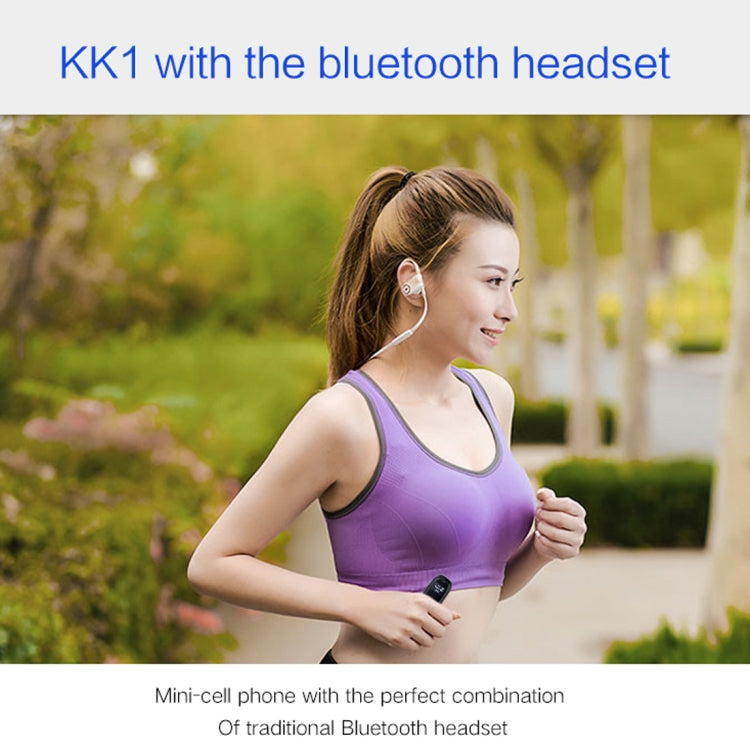 AIEK KK1 Mini Mobile Phone, English Keyboard, Hands Free Bluetooth Dialer Headphone, MTK6261DA, Anti-Lost, Single SIM, Network: 2G(Black)