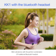 AIEK KK1 Mini Mobile Phone, English Keyboard, Hands Free Bluetooth Dialer Headphone, MTK6261DA, Anti-Lost, Single SIM, Network: 2G(Black)
