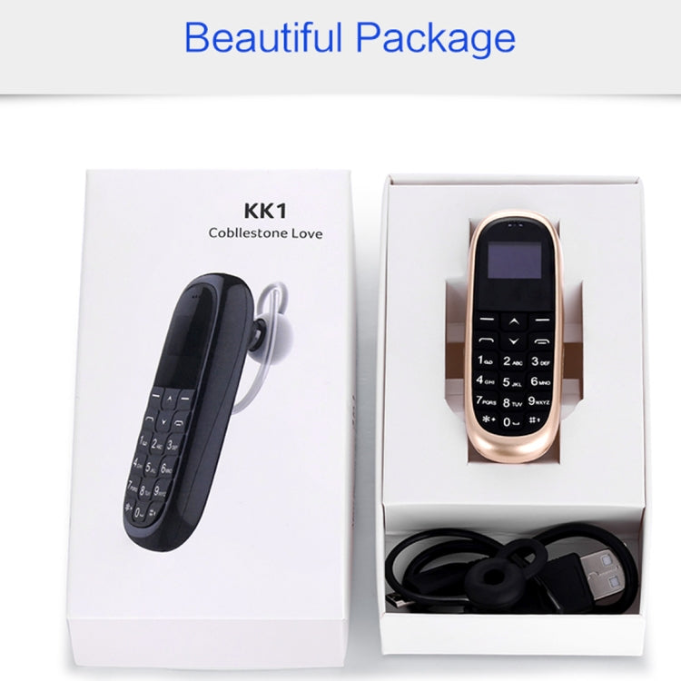 AIEK KK1 Mini Mobile Phone, English Keyboard, Hands Free Bluetooth Dialer Headphone, MTK6261DA, Anti-Lost, Single SIM, Network: 2G(Black)