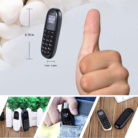 AIEK KK1 Mini Mobile Phone, English Keyboard, Hands Free Bluetooth Dialer Headphone, MTK6261DA, Anti-Lost, Single SIM, Network: 2G(Black)