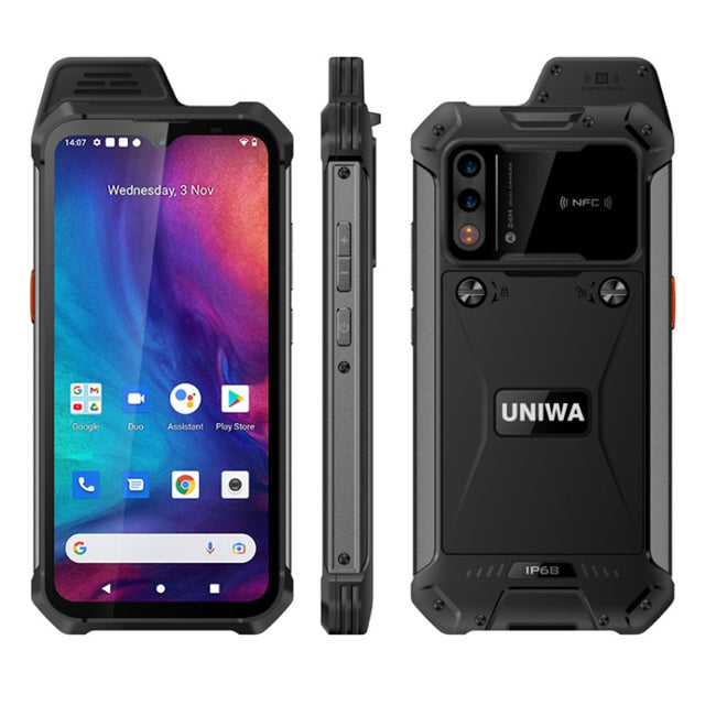 UNIWA W888 Standard Rugged Phone, 4GB+64GB, IP68 Water-resistant Dustproof Shockproof, 5000mAh Battery, 6.3 inch Android 11 MTK6765 Helio P35 Octa Core up to 2.35GHz, Network: 4G, NFC, OTG(Black)