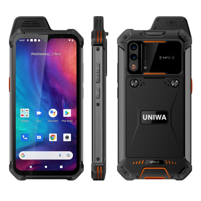 UNIWA W888 Explosion-proof Rugged Phone, 4GB+64GB, IP68 Water-resistant Dustproof Shockproof, 5000mAh Battery, 6.3 inch Android 11 MTK6765 Helio P35 Octa Core up to 2.35GHz, Network: 4G, NFC, OTG(Black+Orange)