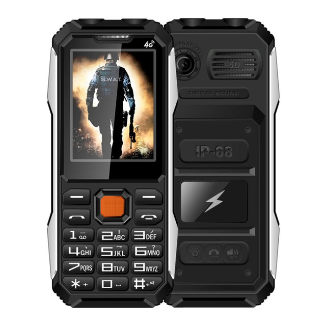 A6 4G Full Network Triple Proofing Elder Phone, Water-resistant Shockproof Dustproof, 6800mAh Battery, 2.4 inch, 21 Keys, LED Flashlight, FM, SOS, Dual SIM, Network: 4G(Black)