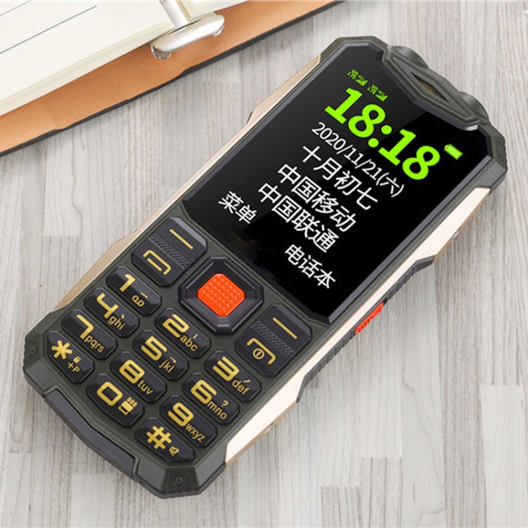 K1 Triple Proofing Elder Phone, Water-resistant Shockproof Dustproof, 4800mAh Battery, 2.4 inch, 21 Keys, Bluetooth, LED Flashlight, FM, SOS, Dual SIM, Network: 2G (Green)