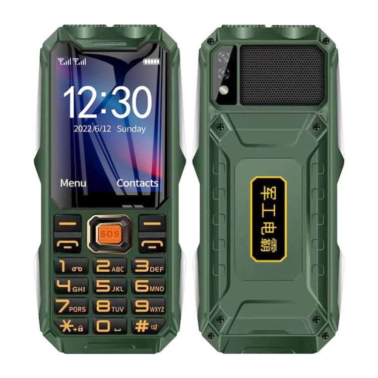 Mafam 4G Triple Proofing Elder Phone, Water-resistant Shockproof Dustproof, 16800mAh Battery, 2.4 inch, 21 Keys, Bluetooth, LED Flashlight, FM, SOS, Dual SIM, Network: 2G (Green)