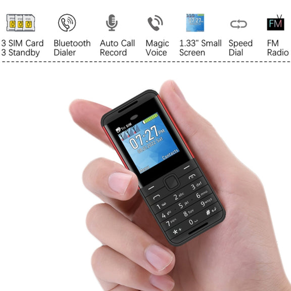 SERVO BM5310 Mini Mobile Phone, Russian Key, 1.33 inch, MTK6261D, 21 Keys, Support Bluetooth, FM, Magic Sound, Auto Call Record, GSM, Triple SIM (White)