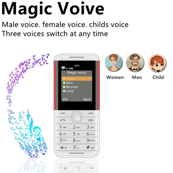 SERVO BM5310 Mini Mobile Phone, Russian Key, 1.33 inch, MTK6261D, 21 Keys, Support Bluetooth, FM, Magic Sound, Auto Call Record, GSM, Triple SIM (White)