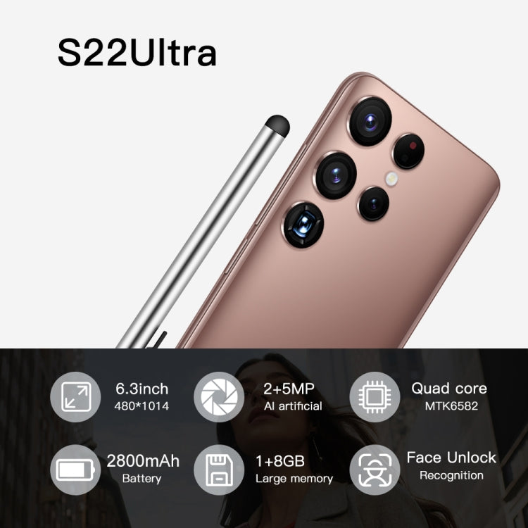 S22 Ultra 5G N10, 1GB+8GB, 6.3 inch Waterdrop Screen, Face Identification, Android 6.0 MTK6582 Quad Core, Network: 3G(Blue)