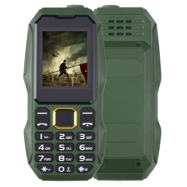 W2025 Triple Proofing Elder Phone, Water-resistant Shockproof Dustproof, 5800mAh Battery, 1.8 inch, 21 Keys, LED Flashlight, Dual SIM(Green)